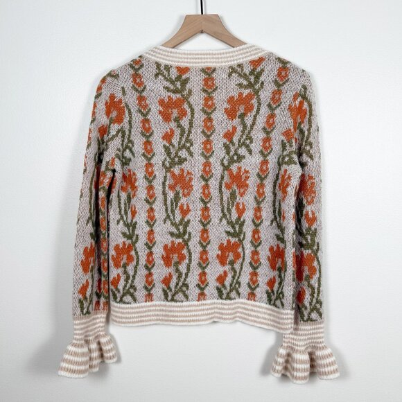 So Me Floral Intarsia Button-Up Sweater Cardigan Size S - Picture 9 of 11